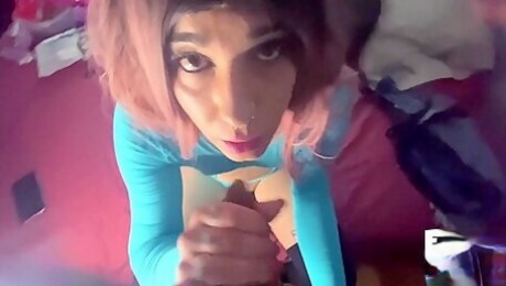 Trans Girl Does Incredible Deepthroat And Gets Milk In Her Mouth