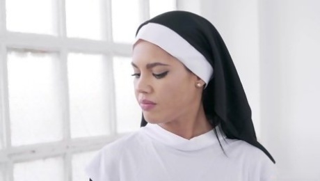 Wonderful lesbian threesome with a sexy nun and Aysha and Gina