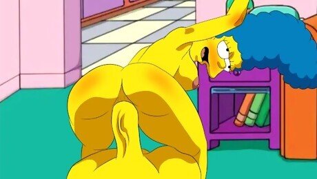 Marge fucks hard while moaning, the simpsons parody